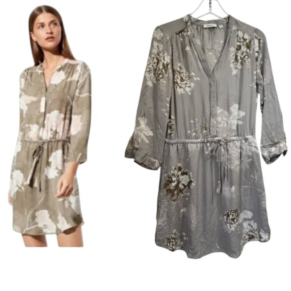 Aritzia Babaton 100% Silk Bennett Dress Floral Pockets V Preppy Adjust Neutral S